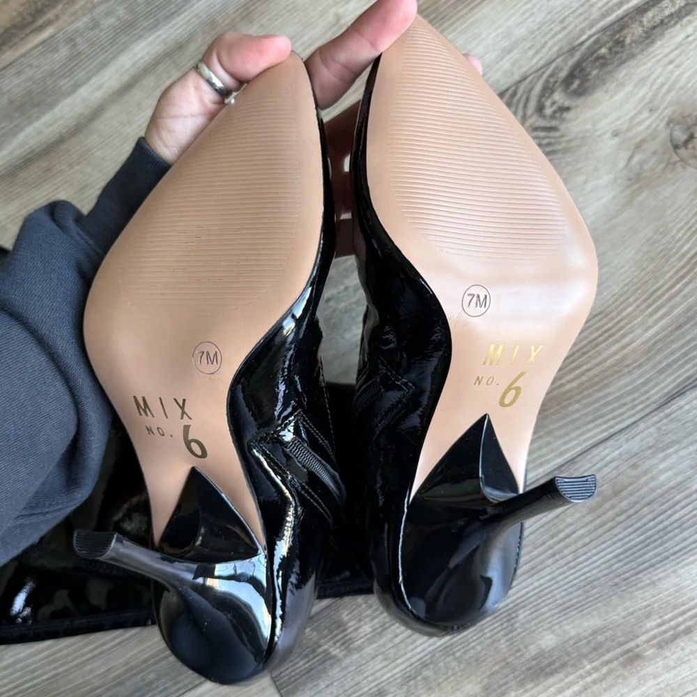 Mix No. 6 Shiny Black Heeled Boots - Picture 5 of 5